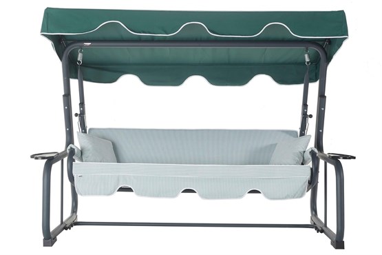 Erinöz Rubus 4 Kişilik Bahçe Balkon Teras Salıncağı - Minder: Yeşil Çizgili Tente: Yeşil