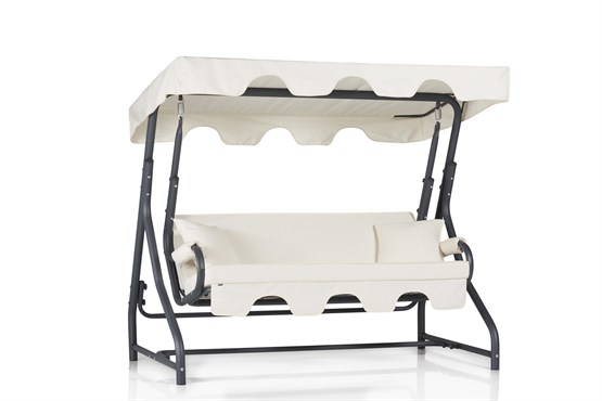 Erinöz Ruta 3 Kişilik Sabit Bahçe Balkon Teras Salıncağı - Ekru