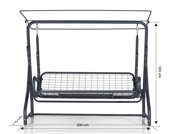 Erinöz Ruta 3 Kişilik Sabit Bahçe Balkon Teras Salıncağı - Kırçıllı Gri