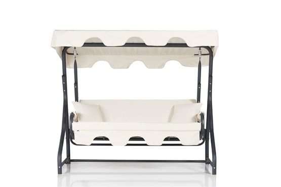 Erinöz Ruta 3 Kişilik Sabit Bahçe Balkon Teras Salıncağı - Ekru