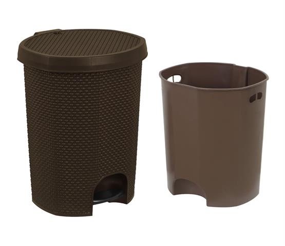 Sağlam Plastik Damla Pedallı Çöp Kovası 2 Nolu İç Kovalı (11 Lt) Kahverengi