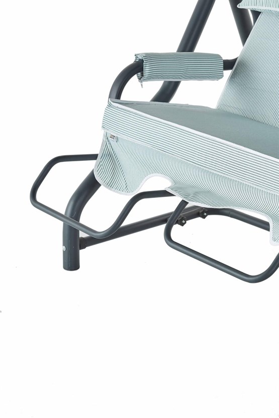 Erinöz Salvia 3 Kişilik Bahçe Balkon Teras Salıncağı - Minder: Yeşil Çizgili Tente: Yeşil