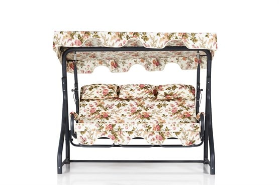 Erinöz Salvia 3 Kişilik Bahçe Balkon Teras Salıncağı - İngiliz Gülü