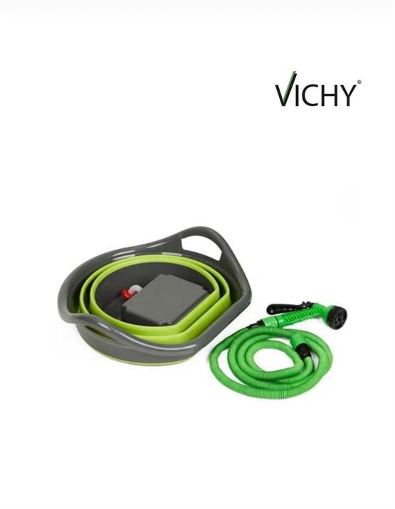 Şarjlı Katlanabilir Yıkama Kovası 15 Litre – Hortumlu, USB Şarjlı, Taşınabilir GRİ VCH-6560 YEŞİL