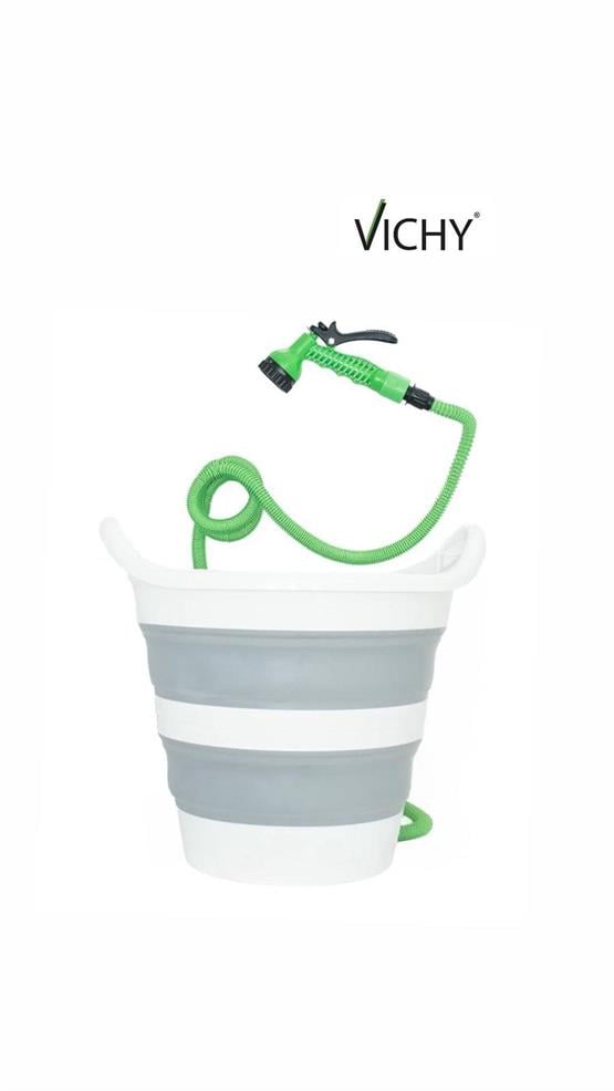 Şarjlı Katlanabilir Yıkama Kovası 15 Litre – Hortumlu, USB Şarjlı, Taşınabilir  GRİ VCH-6560