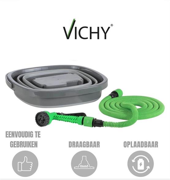 Şarjlı Katlanabilir Yıkama Kovası 15 Litre – Hortumlu, USB Şarjlı, Taşınabilir GRİ VCH-6560 ANTRASIT