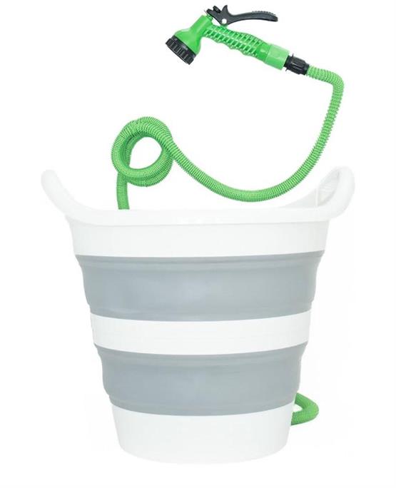 Şarjlı Katlanabilir Yıkama Kovası 15 Litre – Hortumlu, USB Şarjlı, Taşınabilir  GRİ VCH-6560