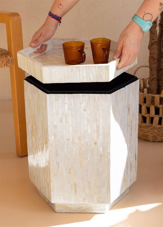 The Mia Sedef Tabure Yan Sehpa 38x33x47 cm TLC0131