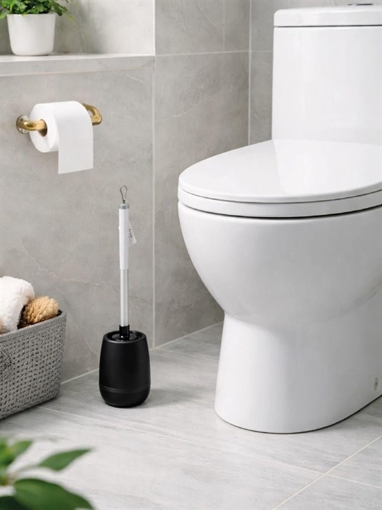 Silikon Başlıklı Siyah Paslanmaz Detaylı Tuvalet Fırçası Ve Standı Modern Şık WC Fırçası  VICHY-7051