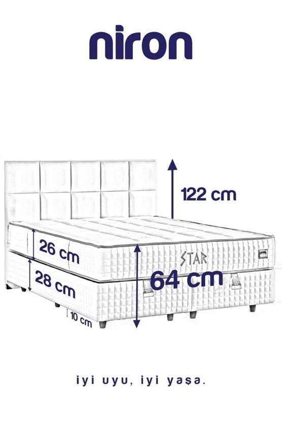 Star Baza ve Başlık Seti 200x200 cm Çift Kişilik Antrasit Keten Kumaşlı Lüks Baza ve Başlık Takımı