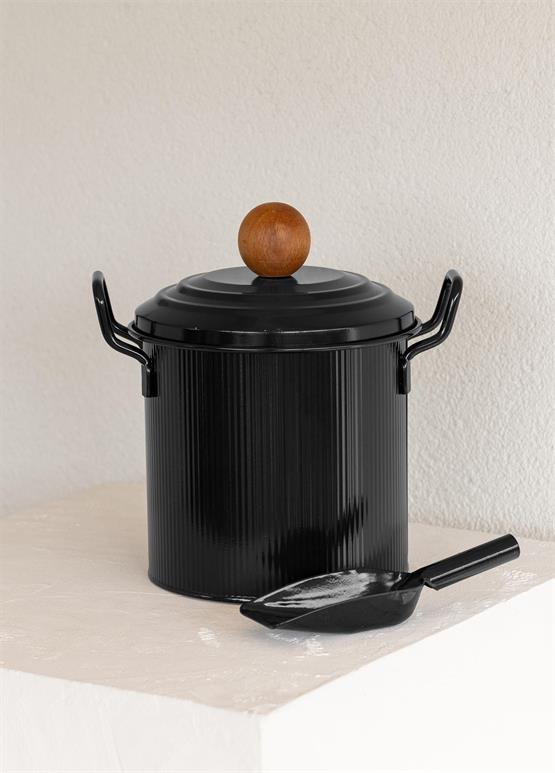 The Mia Stripe Bakliyat ve Deterjan Saklama Kabı Siyah