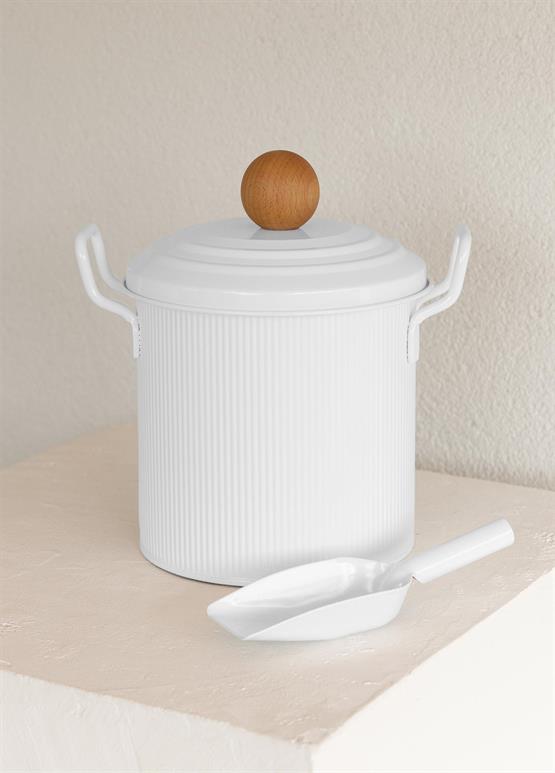 The Mia Stripe Bakliyat ve Deterjan Saklama Kabı Beyaz