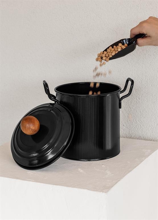 The Mia Stripe Bakliyat ve Deterjan Saklama Kabı Siyah