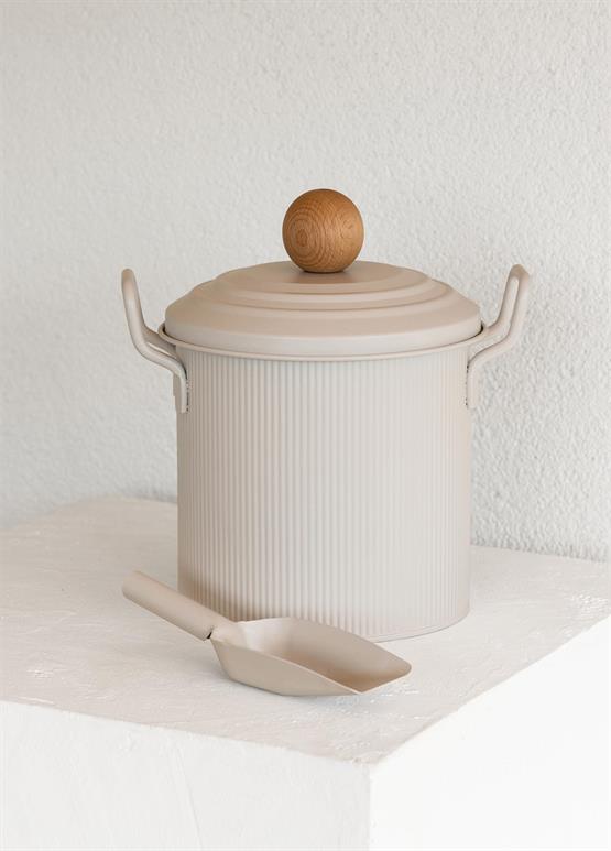 The Mia Stripe Bakliyat ve Deterjan Saklama Kabı Bej