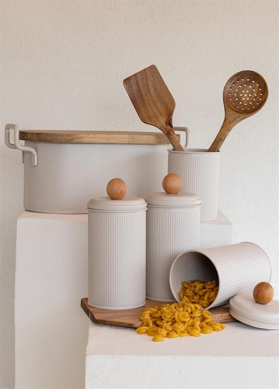 The Mia Stripe Çay Kahve Şeker Kavanozu Bej 1,20 Lt