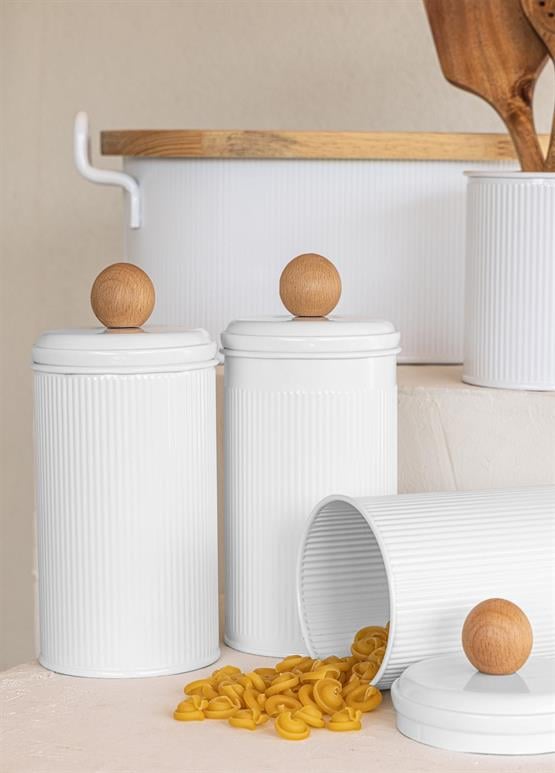 The Mia Stripe Çay Kahve Şeker Kavanozu Beyaz 1,20 Lt