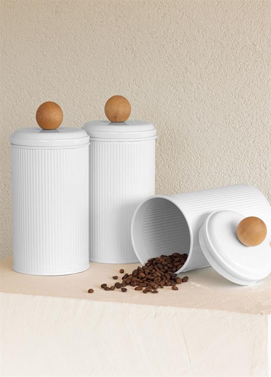 The Mia Stripe Çay Kahve Şeker Kavanozu Beyaz 1,20 Lt