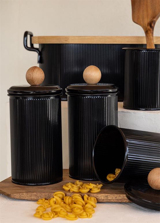 The Mia Stripe Çay Kahve Şeker Kavanozu Siyah 1,20 Lt