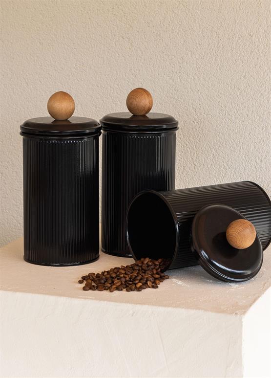 The Mia Stripe Çay Kahve Şeker Kavanozu Siyah 1,20 Lt