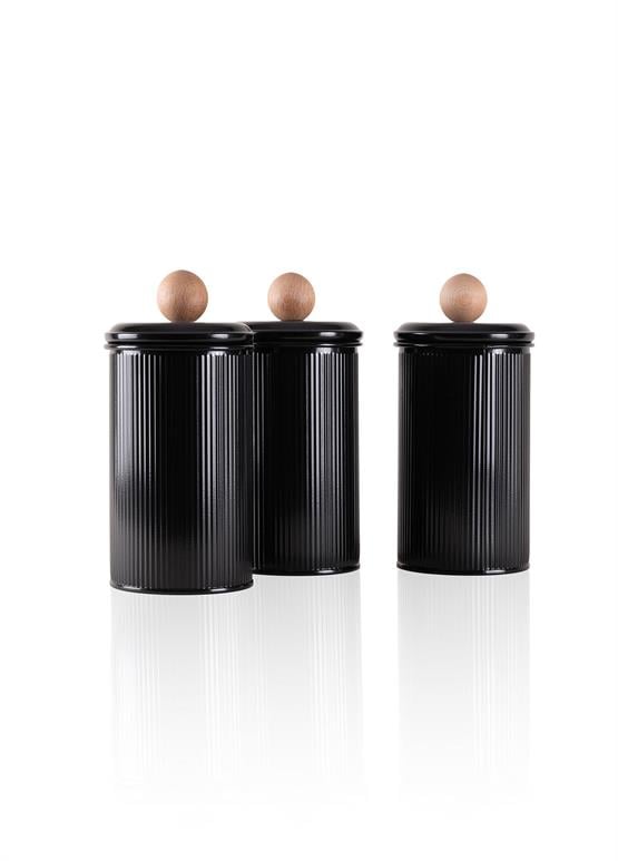 The Mia Stripe Çay Kahve Şeker Kavanozu Siyah 1,20 Lt