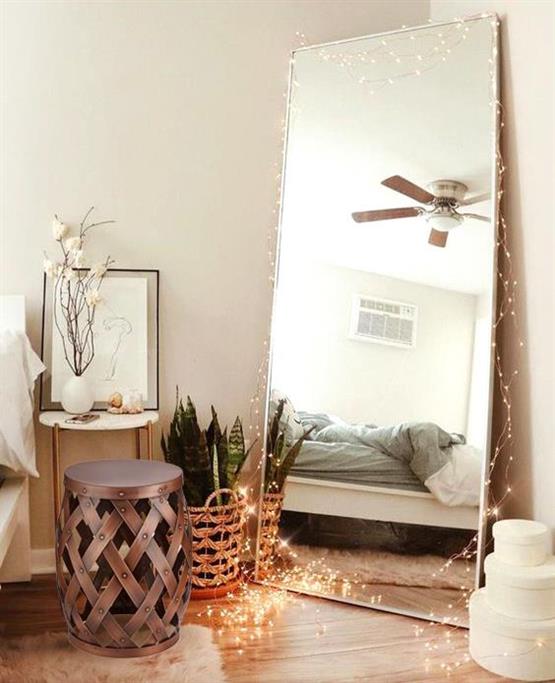 The Mia Tabure Yan Sehpa Bakır 50x35 cm