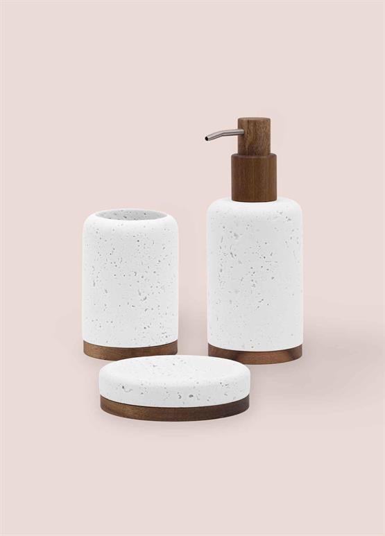 The Mia Travertine Banyo Seti Beyaz 3 Parça