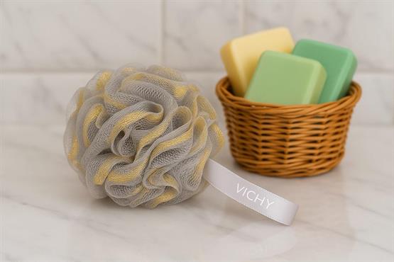 VICHY Simli Banyo Lifi Yoğun Köpük Etkili Duş ve Vücut Temizleme Lifi VCH-6575  GRİ GOLD SİMLİ 60gr