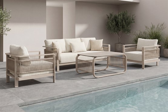 Erinöz Venedik Bahçe Balkon Alüminyum Oturma Grubu 3+1+1+Seramik Sehpa