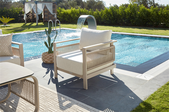 Erinöz Venedik Bahçe Balkon Alüminyum Oturma Grubu 3+1+1+Seramik Sehpa