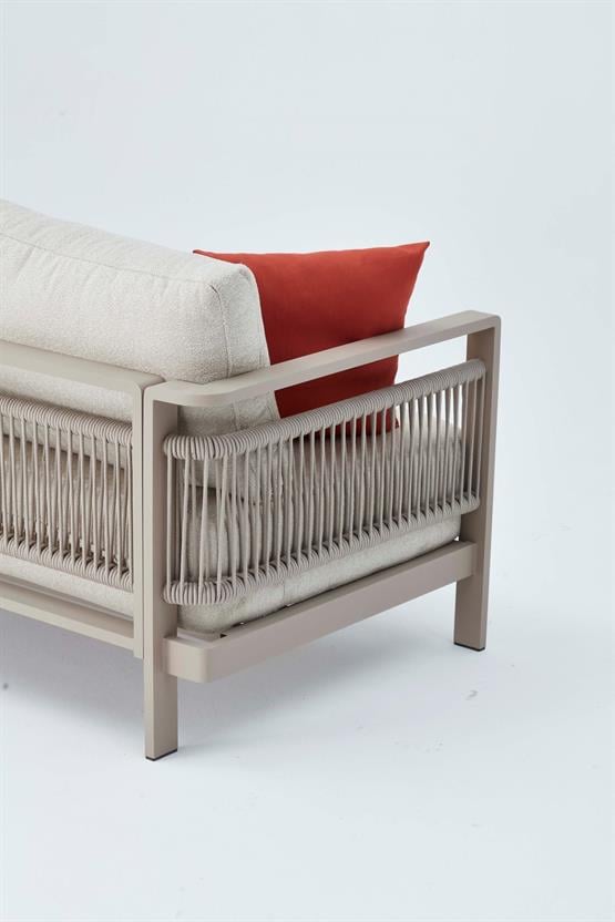 Erinöz Venedik Bahçe Balkon Üçlü Koltuk - Kum Rengi