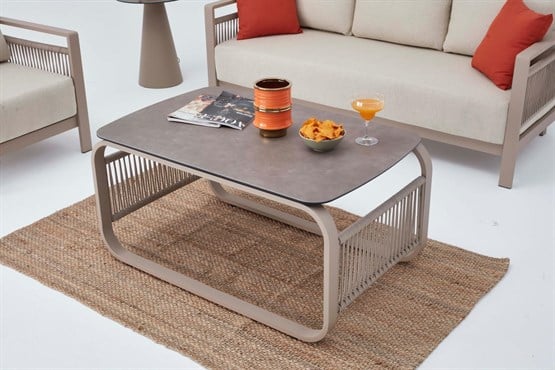 Erinöz Venedik Seramik Sehpa - Kum Rengi