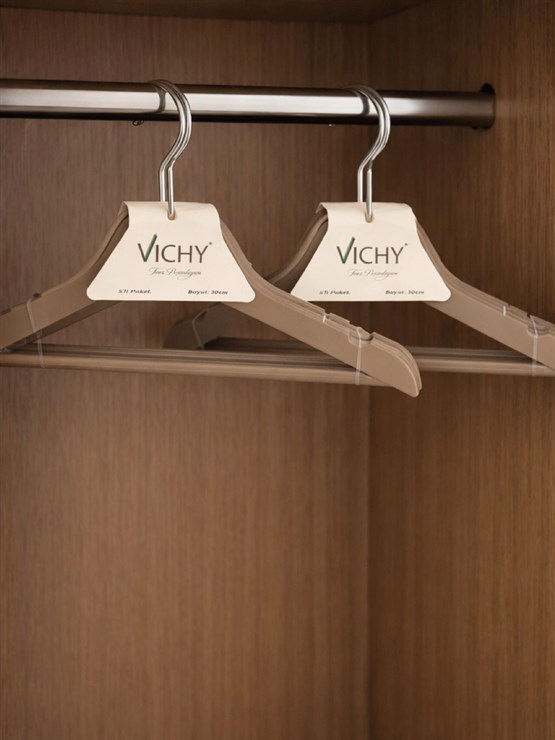 Vichy 5’Li  Çocuk Askısı 30 Cm – Bej Renk Dolap Düzenleyici VCH-7016