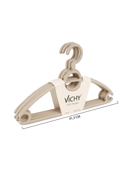 Vichy 5’Li Kaymaz Askı 41,3 Cm – Bej Renk Çok Amaçlı Elbise & Pantolon Askısı VCH-7020