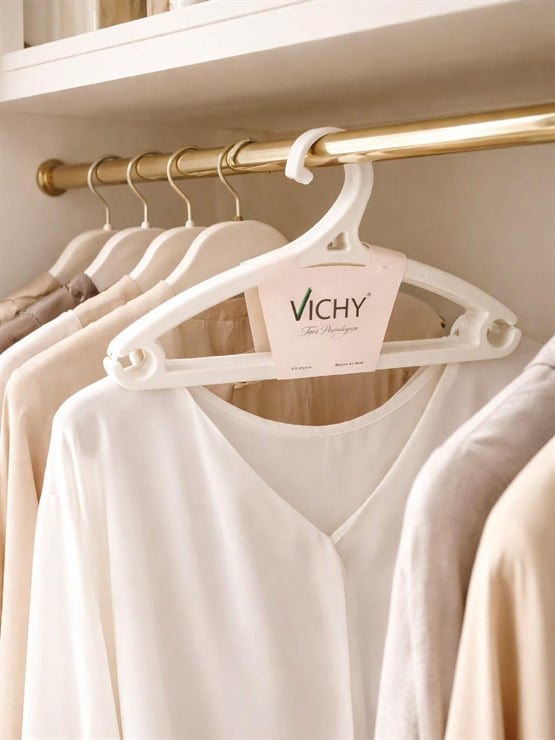 Vichy 5’Li Kaymaz Askı 41,8 Cm – Krem Renk Çok Amaçlı Elbise & Pantolon Askısı VCH-7019