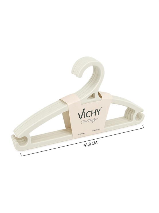 Vichy 5’Li Kaymaz Askı 41,8 Cm – Krem Renk Çok Amaçlı Elbise & Pantolon Askısı VCH-7019