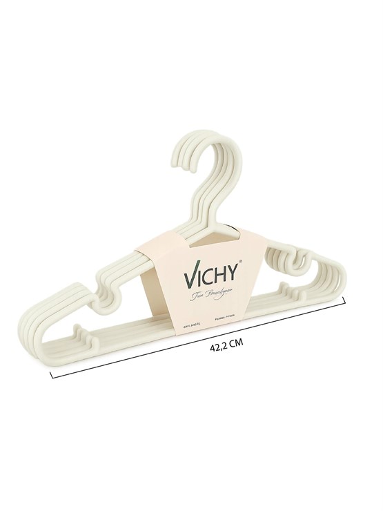 Vichy 5’Li Kaymaz Çok Amaçlı Askı 42,2 Cm – Krem Renk Elbise & Pantolon Askısı VCH-7018