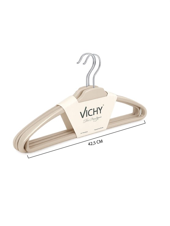 Vichy 5’Li Kaymaz Yüzeyli Askı 42,5 Cm – Bej Renk Elbise & Gömlek Askısı VCH-7023