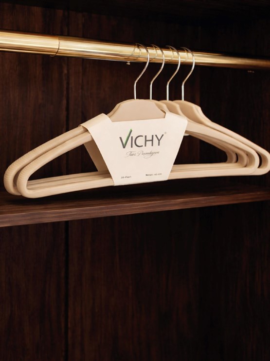 Vichy 5’Li Kaymaz Yüzeyli Askı 42,5 Cm – Bej Renk Elbise & Gömlek Askısı VCH-7023
