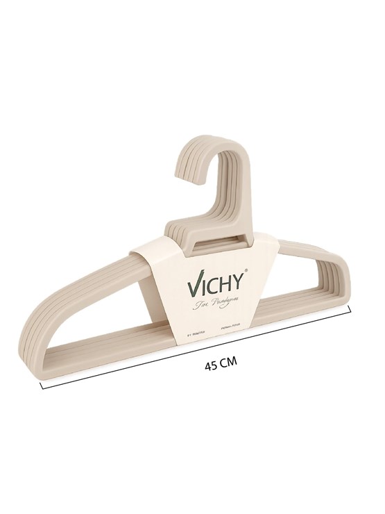 Vichy 5’Li Kaymaz Yüzeyli Askı 45 Cm – Bej Renk Elbise & Ceket Askısı VCH-7025