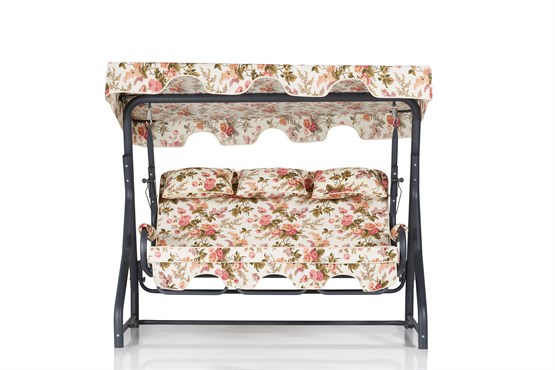 Erinöz Vitis 3 Kişilik Bahçe Balkon Teras Salıncağı - İngiliz Gülü