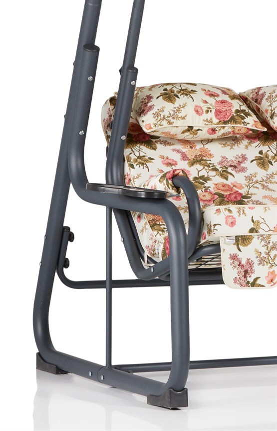 Erinöz Vitis 3 Kişilik Bahçe Balkon Teras Salıncağı - İngiliz Gülü