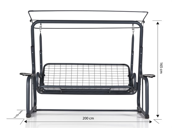 Erinöz Vitis 3 Kişilik Bahçe Balkon Teras Salıncağı - Minder: Lacivert Çizgili Tente: Lacivert