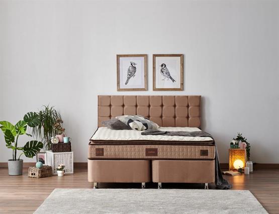 W. Cotton 150x200 cm Çift Kişilik Pedli Yatak Baza Başlık Takımı - Kumaş Baza, Başlık ve Yatak Seti