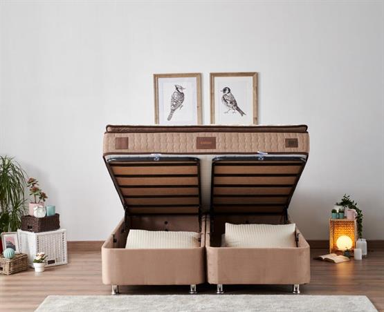 W. Cotton 160x200 cm Çift Kişilik Pedli Yatak Baza Başlık Takımı - Kumaş Baza, Başlık ve Yatak Seti