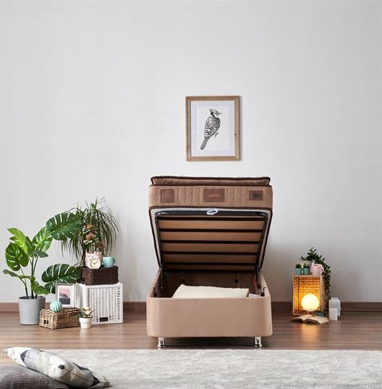 W. Cotton 80x180 cm Tek Kişilik Pedli Yatak Baza Başlık Takımı - Kumaş Baza, Başlık ve Yatak Seti