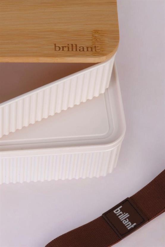 Brillant Zebra 2li Bambu Kapaklı Lunch Box - 0,5 Lt + 0,5 Lt - Saklama Kabı