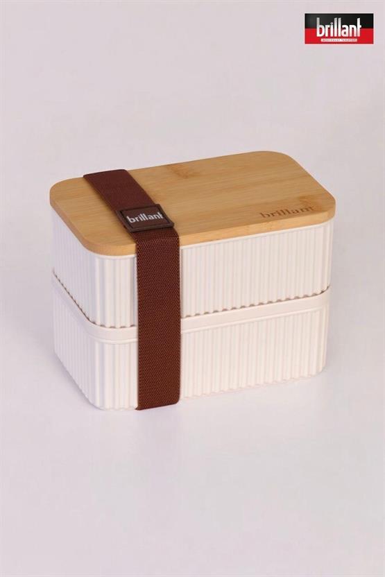 Brillant Zebra 2li Bambu Kapaklı Lunch Box - 0,5 Lt + 0,5 Lt - Saklama Kabı