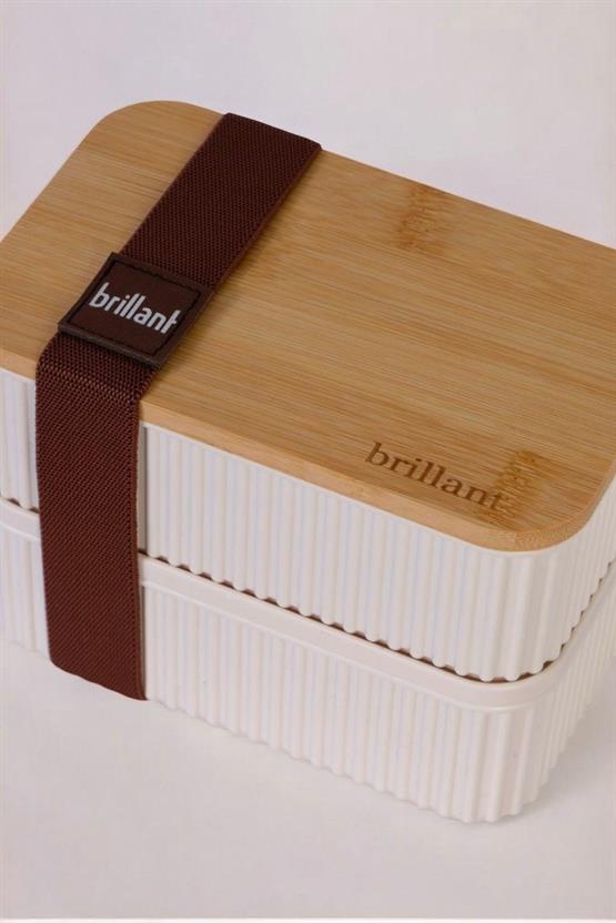 Brillant Zebra 2li Bambu Kapaklı Lunch Box - 0,5 Lt + 0,5 Lt - Saklama Kabı
