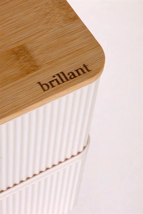 Brillant Zebra 2li Bambu Kapaklı Lunch Box - 1 Lt + 1 Lt - Saklama Kabı Seti - Lastikli