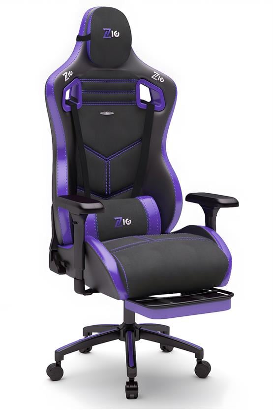 Zio Venom XL Profesyonel Oyuncu Koltuğu - Antrasit / Mor - Visco Oturak, 4D Kol, Ayak Uzatma